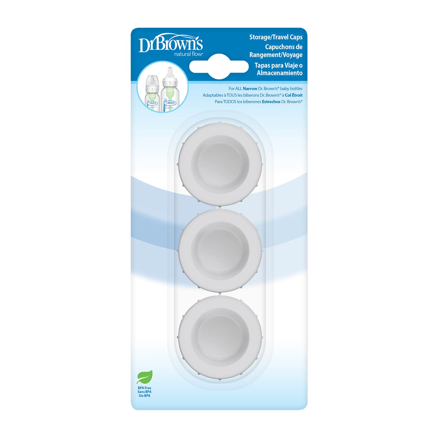 Dr. Brown's Natural Flow Narrow Storage/Travel Caps. 3-Pack - Image 2