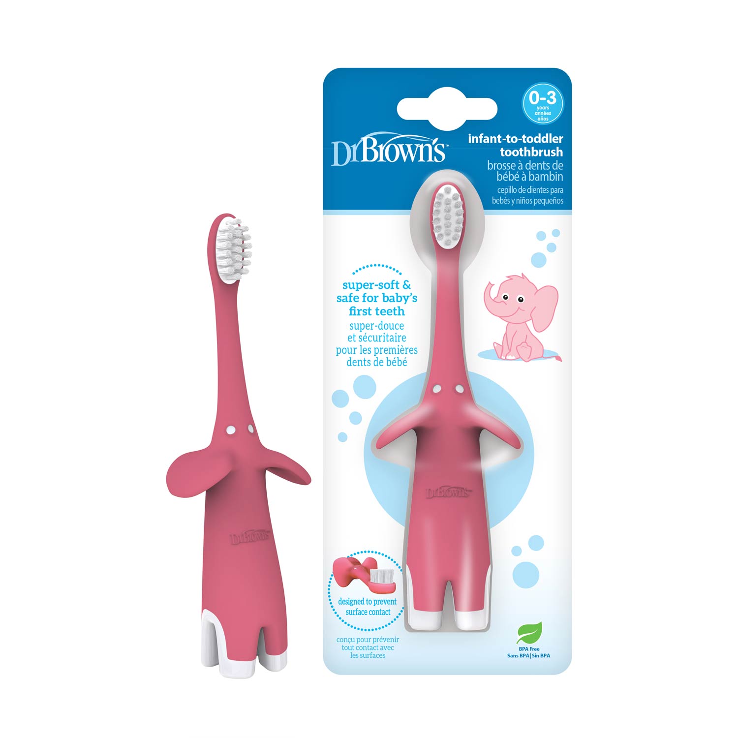 Dr. Brown's Infant-to-Toddler Toothbrush. Elephant. 1-Pack