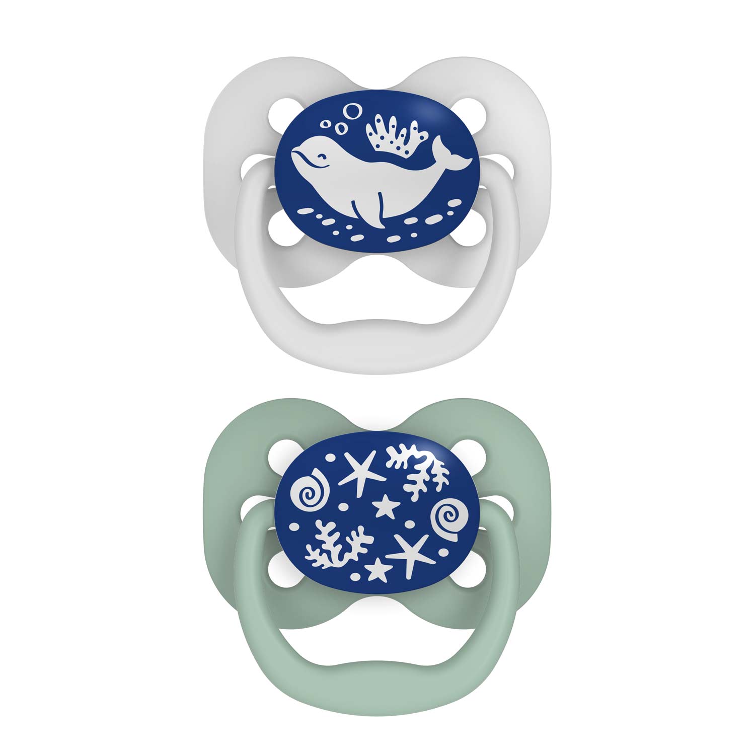 Dr. Brown's™ Advantage™ Glow-in-the-Dark Pacifiers. Ages 0-6 months. 2 Count