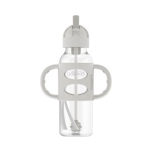 Dr. Brown's Milestones Narrow Sippy Straw Bottle with Silicone Handles. 8 oz/250 mL