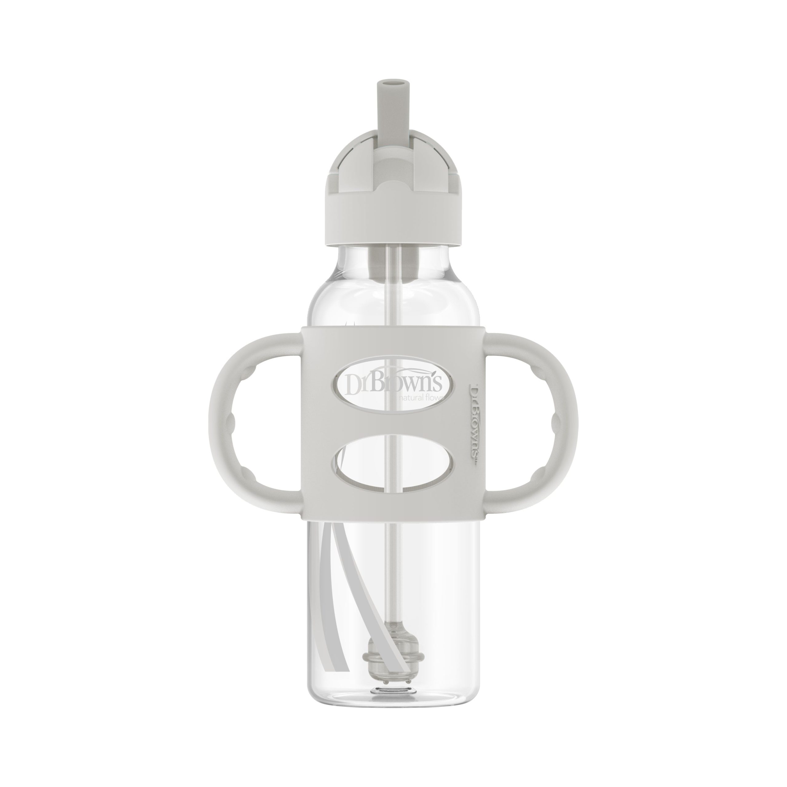 Dr. Brown's Milestones Narrow Sippy Straw Bottle with Silicone Handles. 8 oz/250 mL