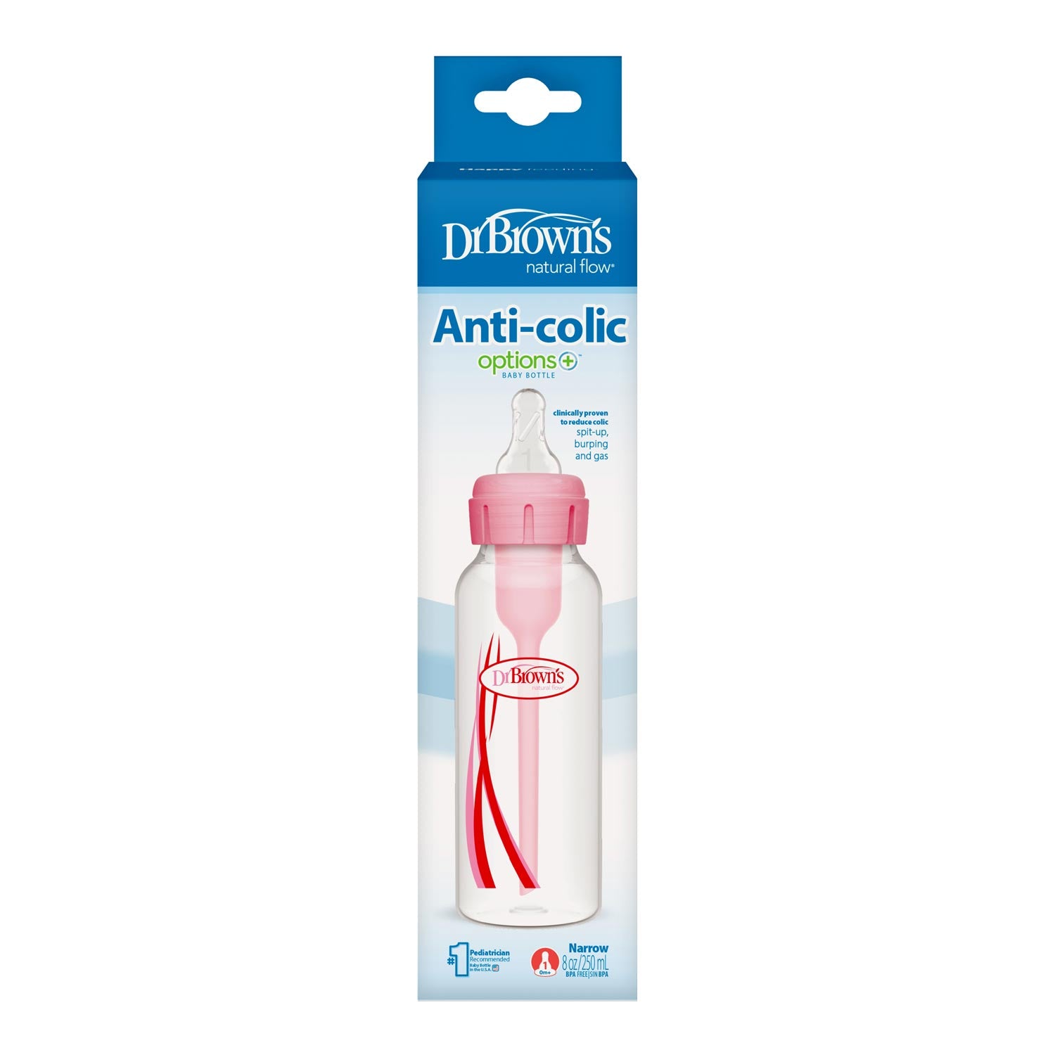 Dr. Brown's Natural Flow Anti-Colic Options+ Narrow Baby Bottle. with Level 1 Slow Flow Nipple - Image 2