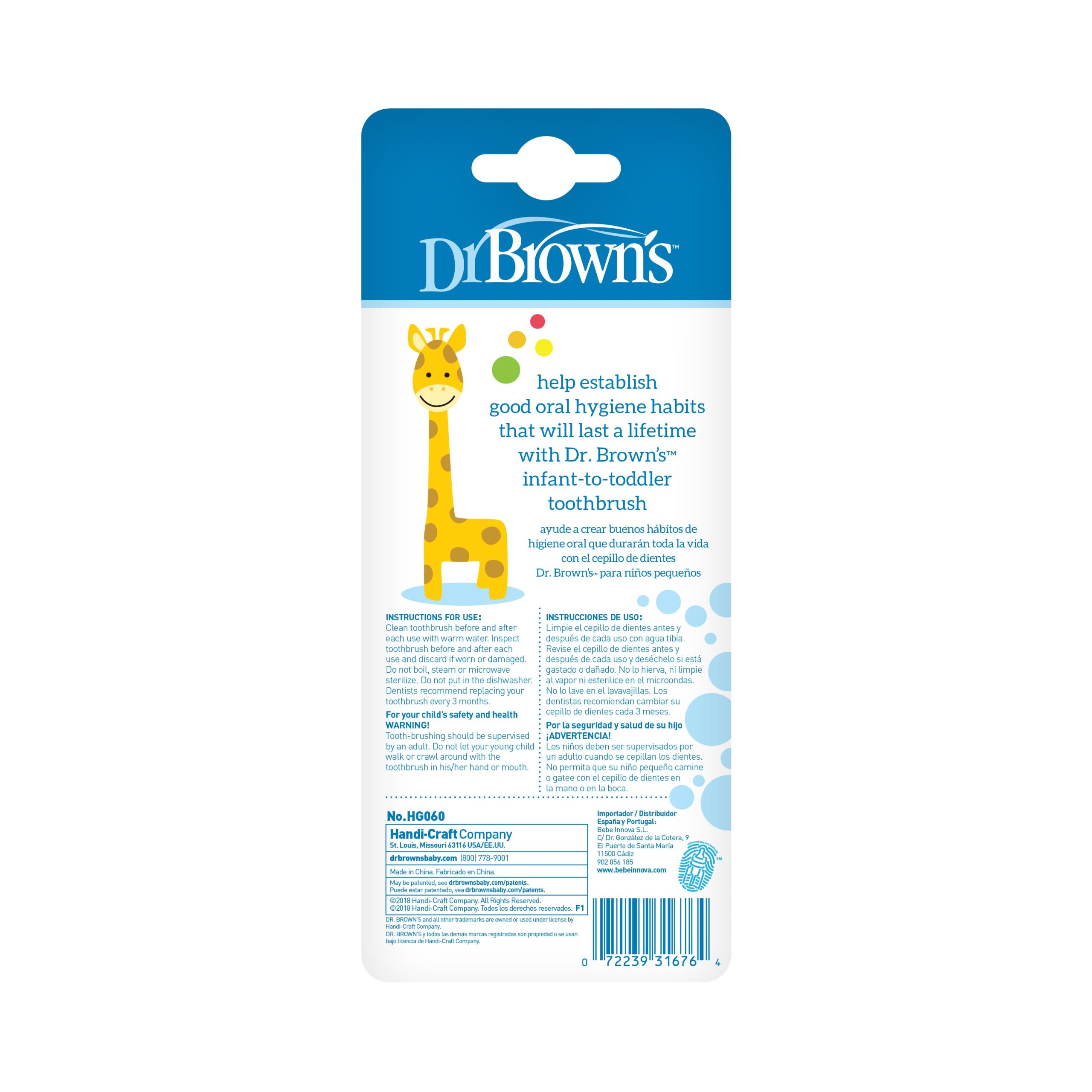 Dr. Brown's Infant-to-Toddler Toothbrush. Giraffe. 1-Pack - Image 4