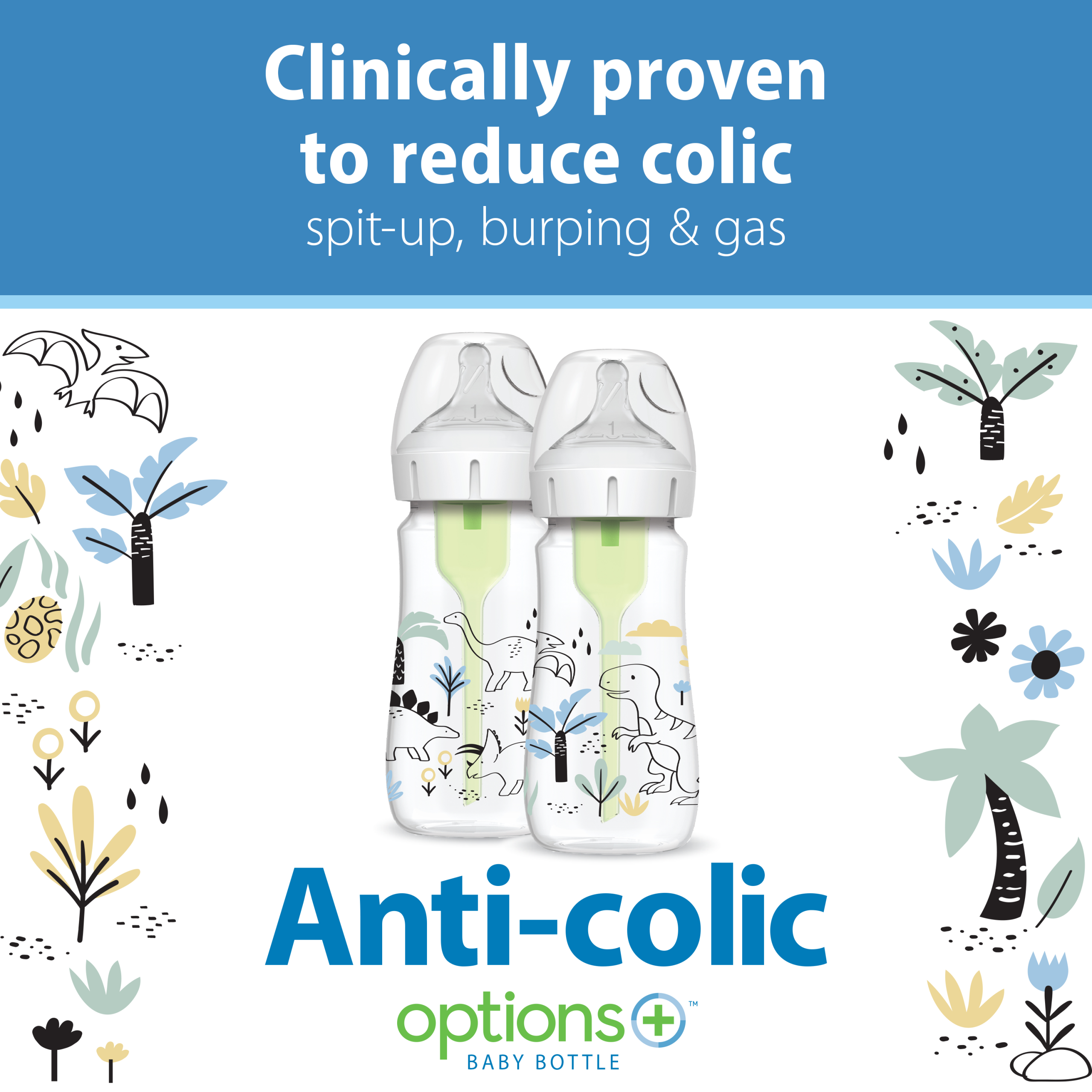 Dr. Brown's Natural Flow Anti-Colic Options+ Wide-Neck Baby Bottle. 9oz/270mL. 2-Pack - Image 4