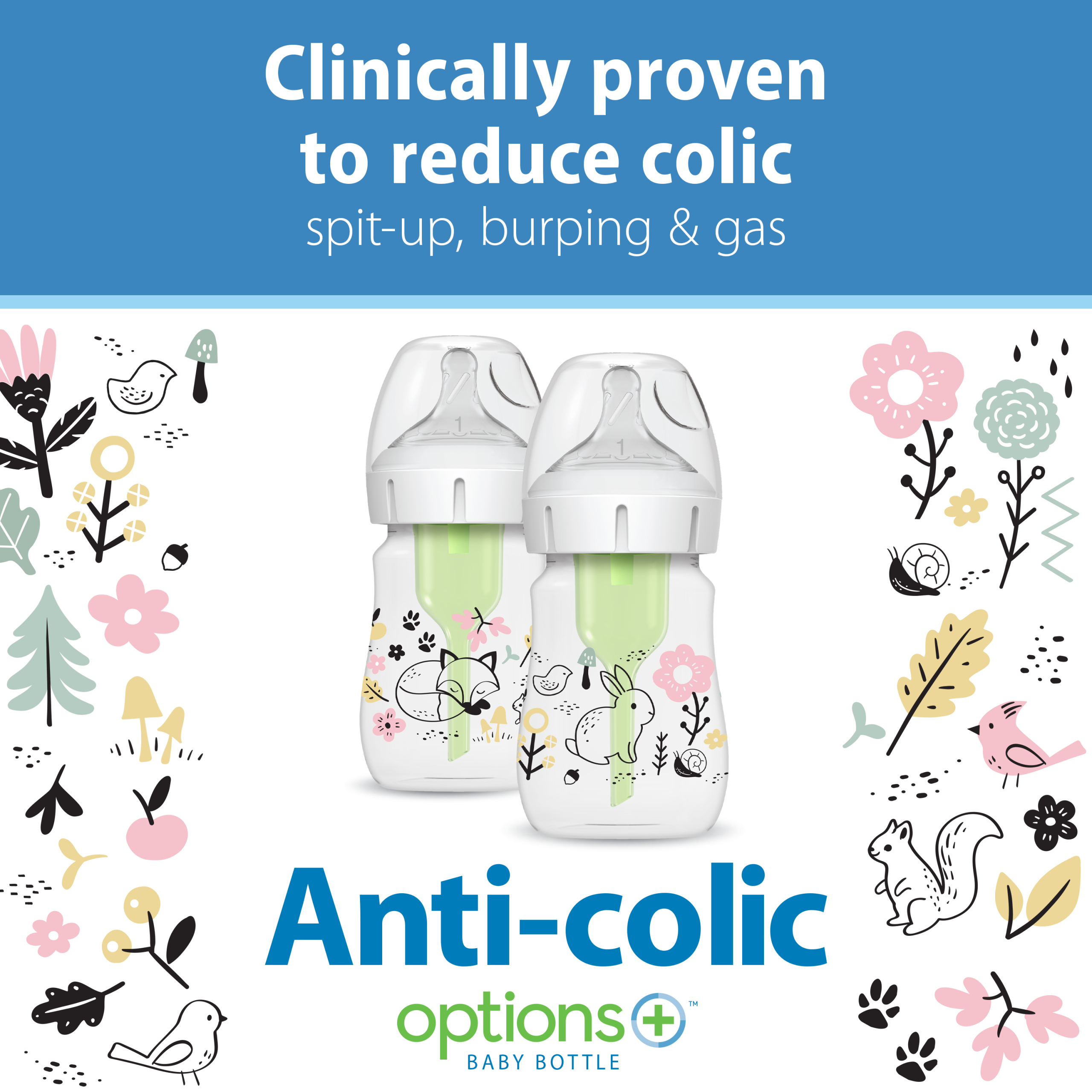 Dr. Brown's Natural Flow Anti-Colic Options+ Wide-Neck Baby Bottle. 5oz/150mL. 2-Pack - Image 3