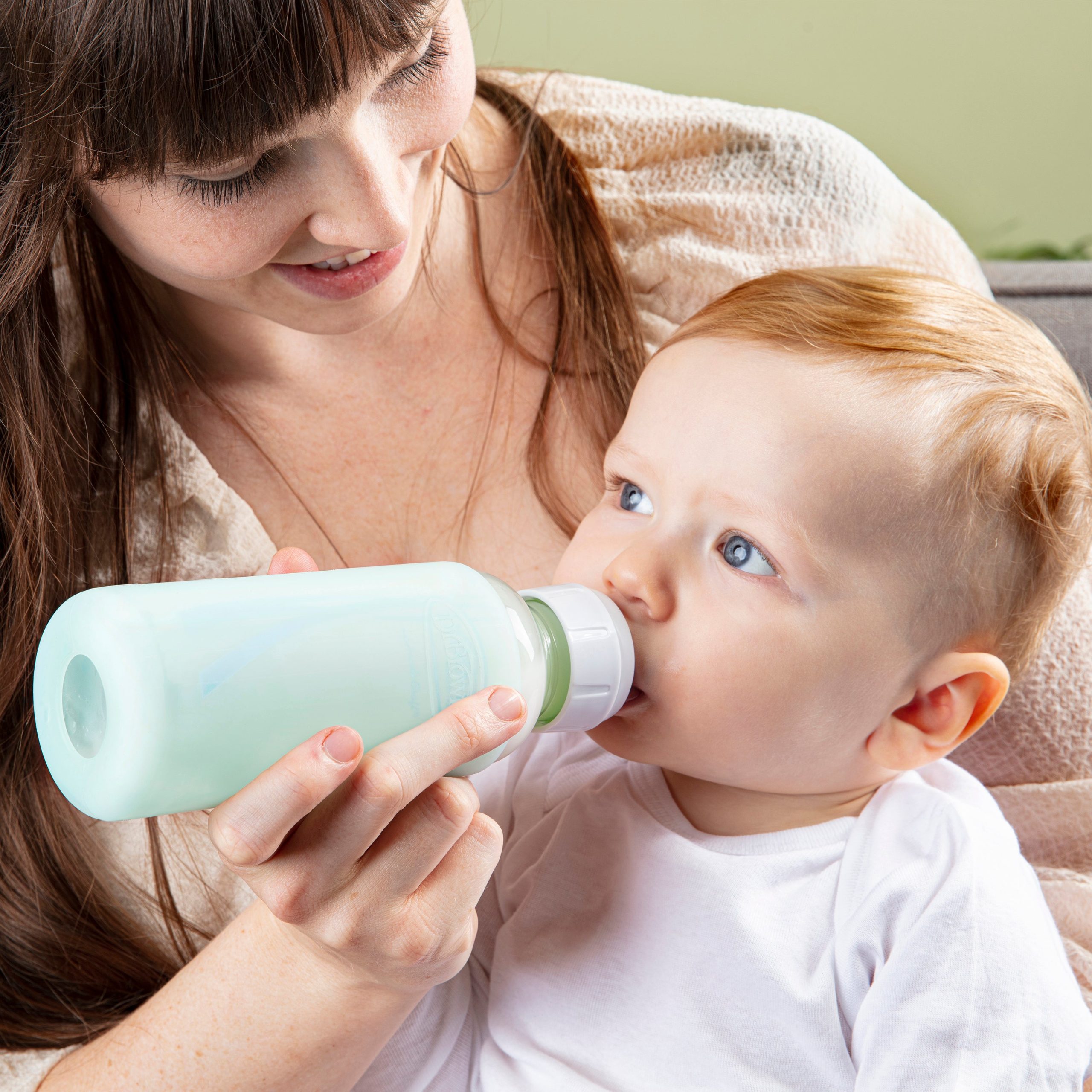 Dr. Brown's Natural Flow® Options+™ Narrow Glass Bottle Silicone Sleeve. Mint. 8oz - Image 3