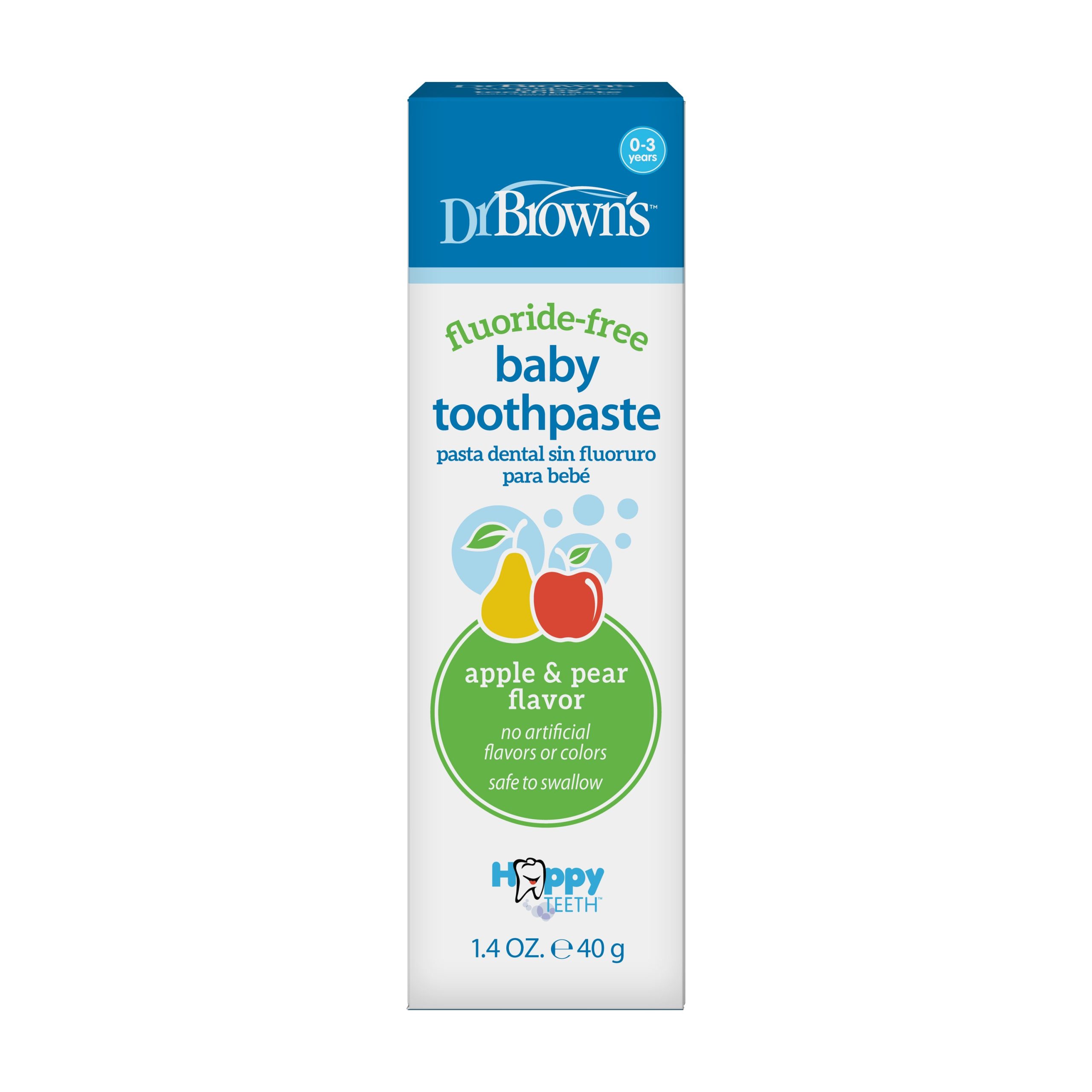 Dr. Brown's™ Fluoride-Free Baby Toothpaste. Apple Pear. 1.4oz/40g. 1-Pack - Image 2