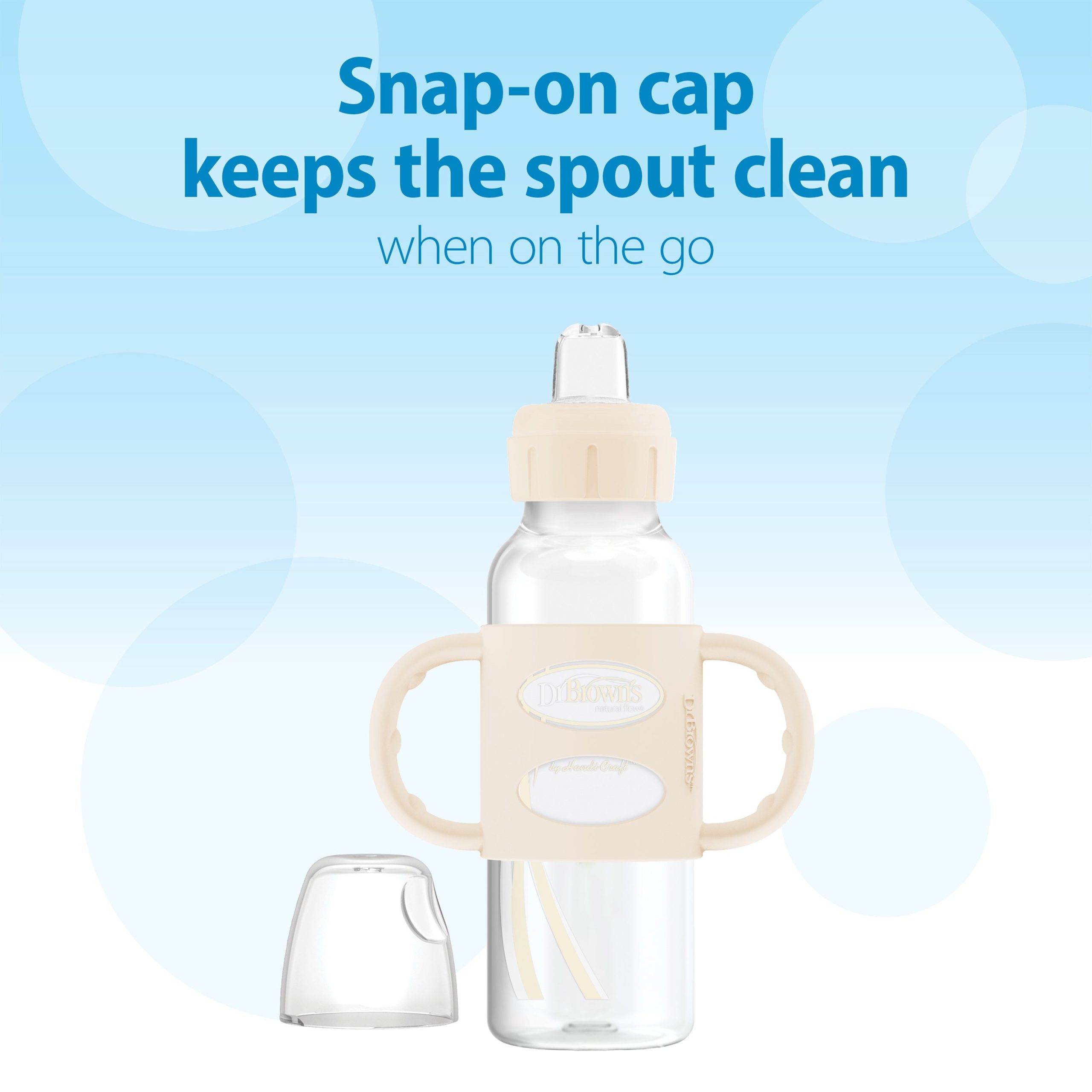 Dr. Brown's Milestones Narrow Sippy Spout Bottle with Silicone Handles. 8 oz/250 mL - Image 3