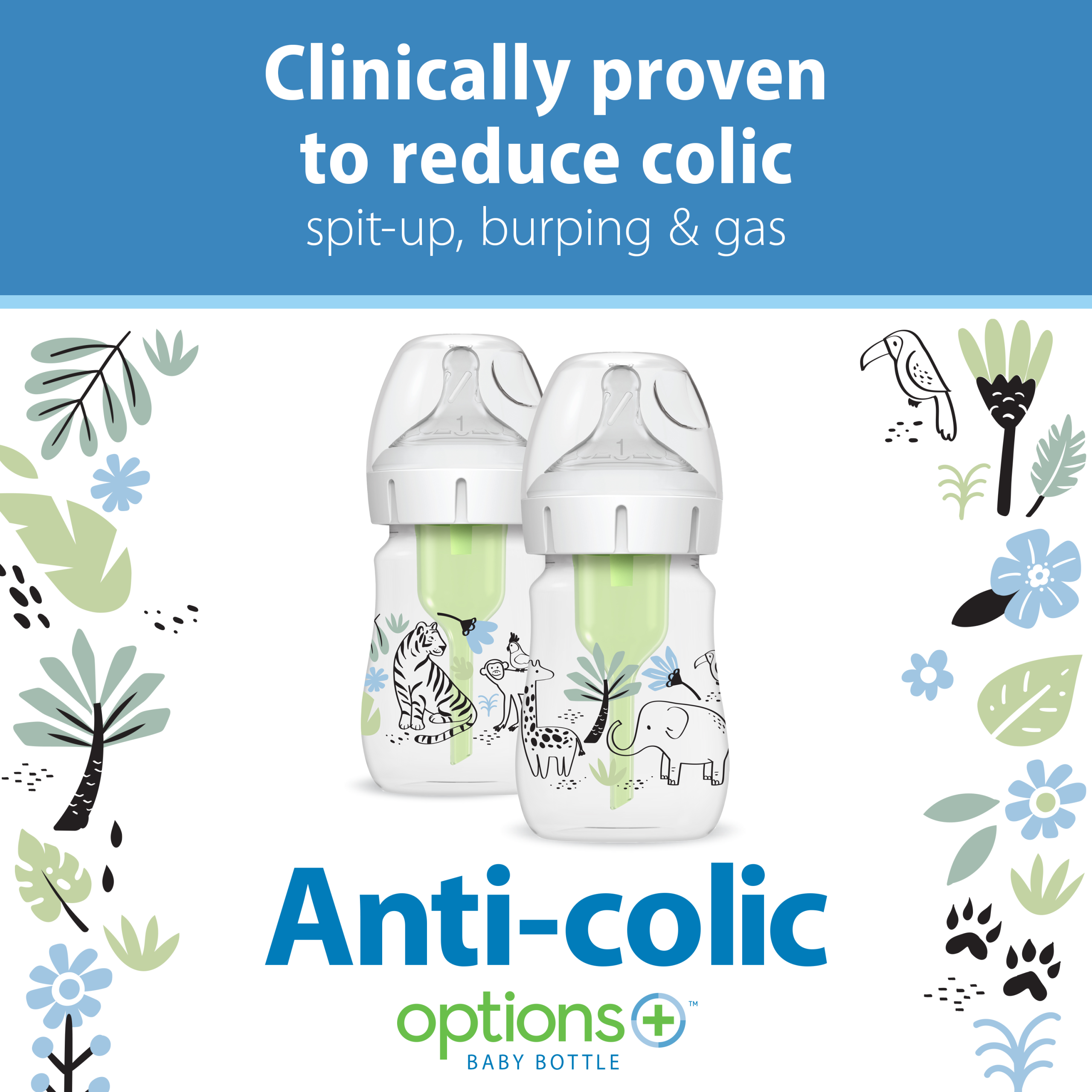 Dr. Brown's Natural Flow Anti-Colic Options+ Wide-Neck Baby Bottle. 5oz/150mL. 2-Pack - Image 3