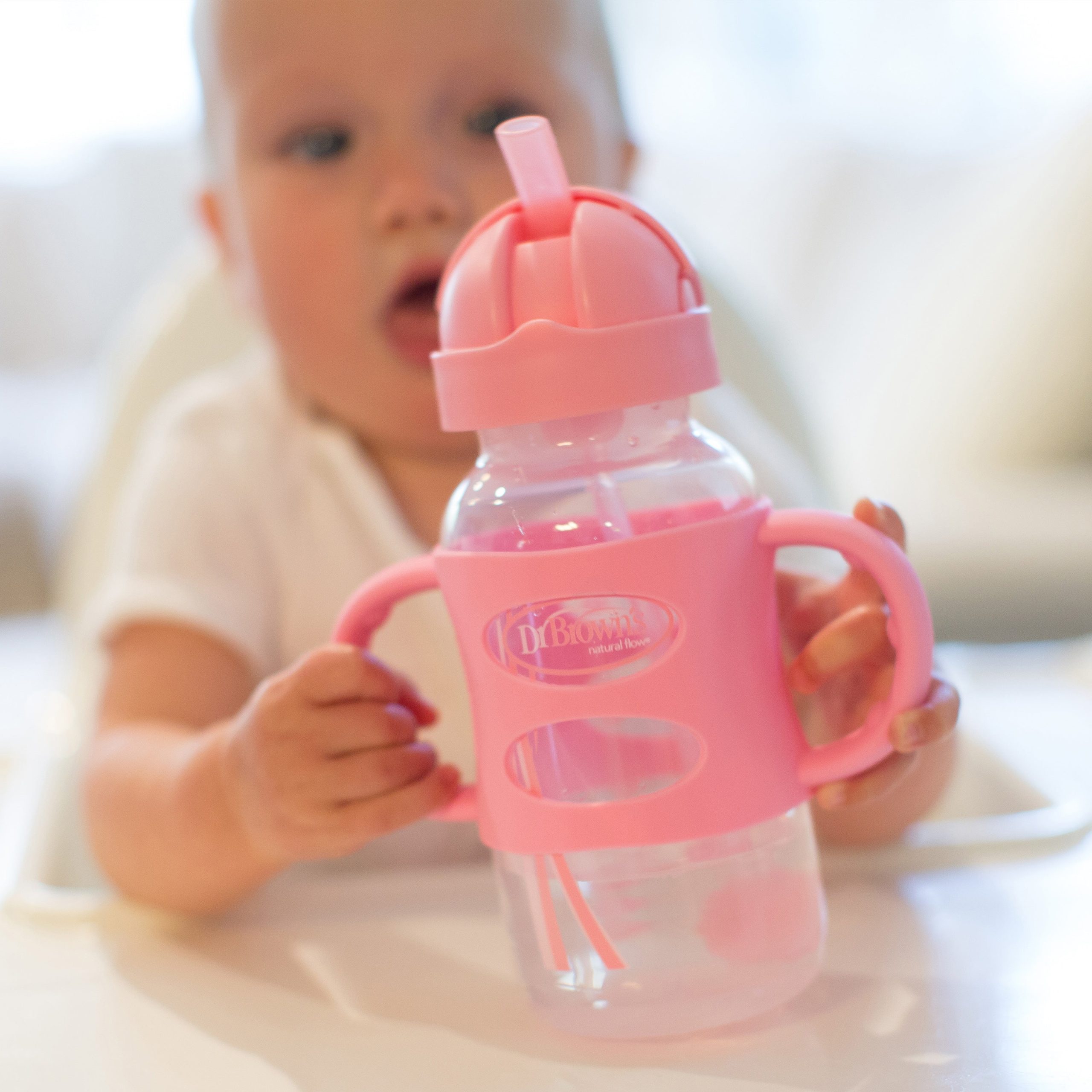 Dr. Brown's Milestones Wide-Neck Sippy Straw Bottle with Silicone Handles. 9 oz/270 mL - Image 3