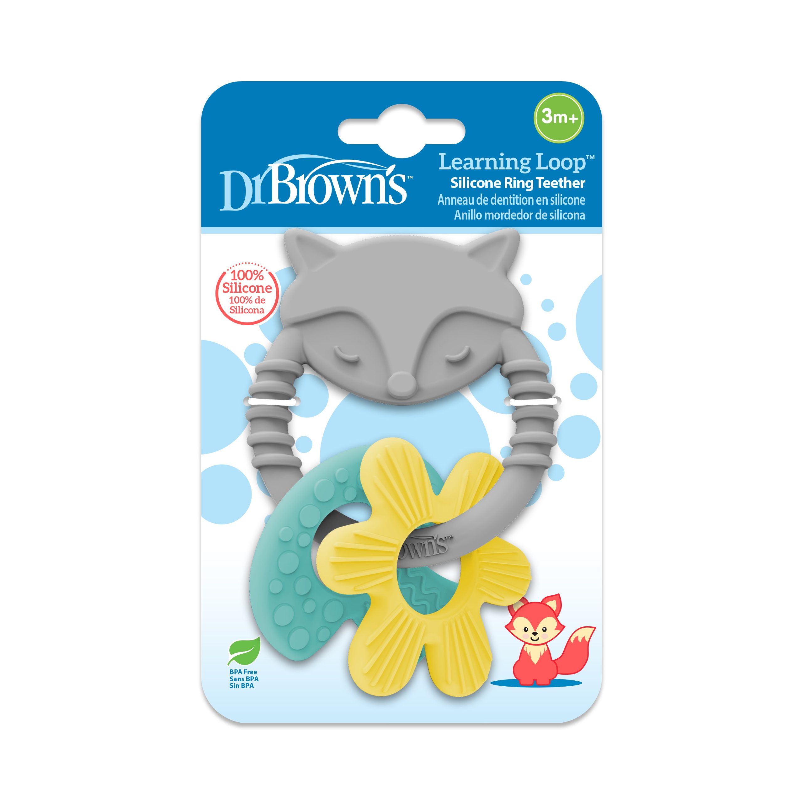 Dr. Brown's® Learning Loop Silicone Ring Teether. Fox - Image 2