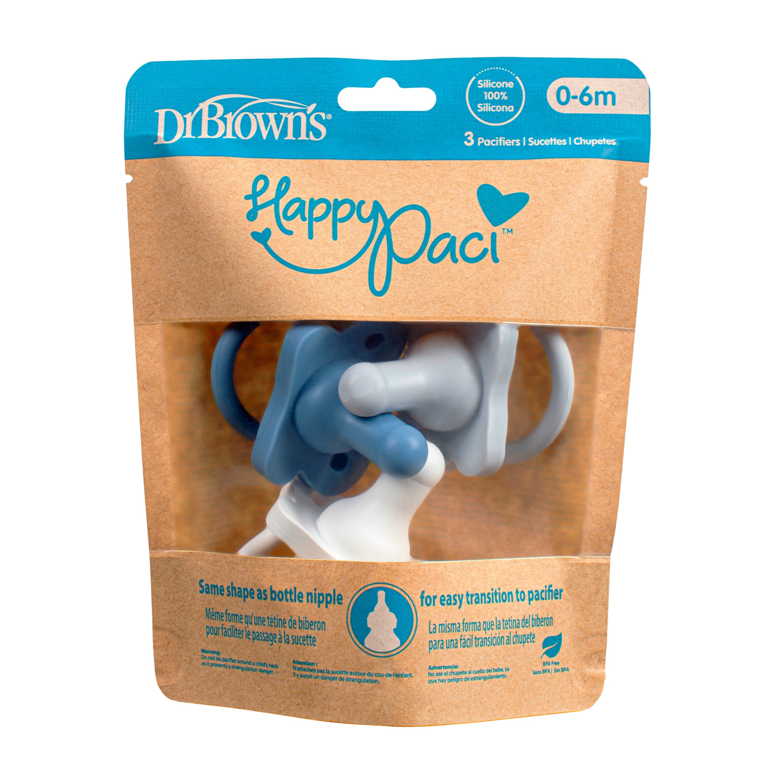 Dr. Brown's® HappyPaci™ 100% Silicone One-Piece Pacifier - Image 2