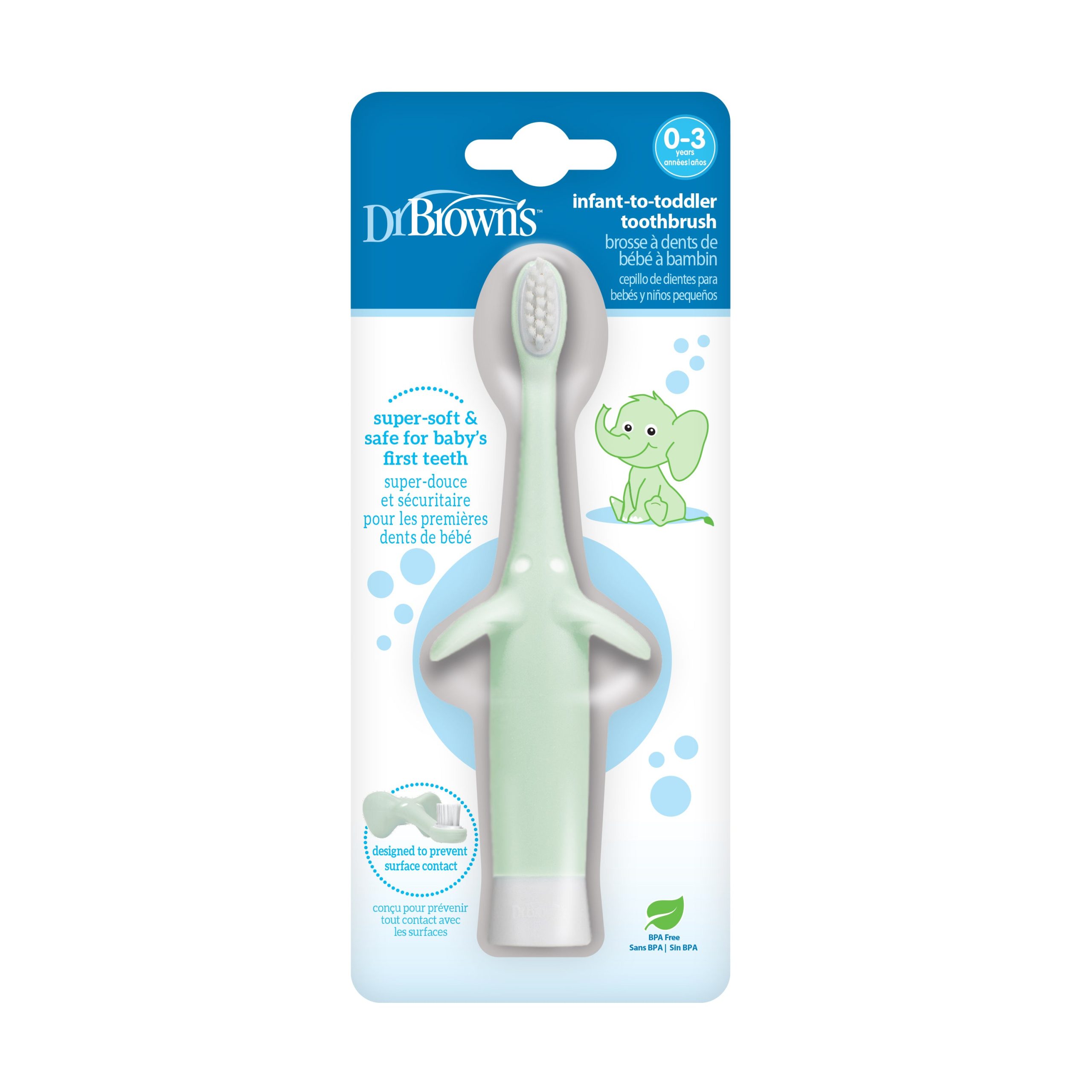 Dr. Brown's Infant-to-Toddler Toothbrush. Elephant. 1-Pack - Image 3