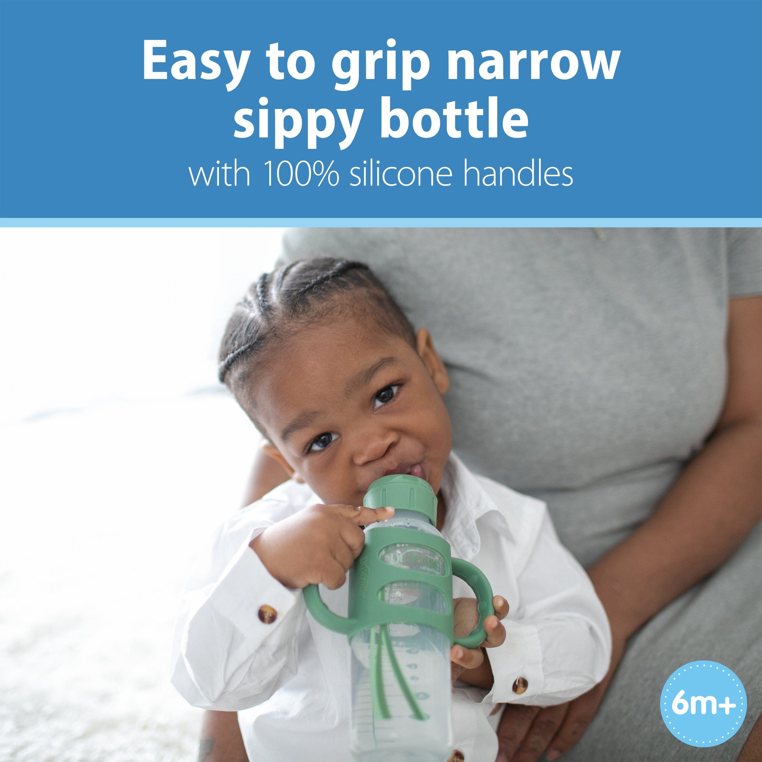 Dr. Brown's Milestones Narrow Sippy Spout Bottle with Silicone Handles. 8 oz/250 mL - Image 3
