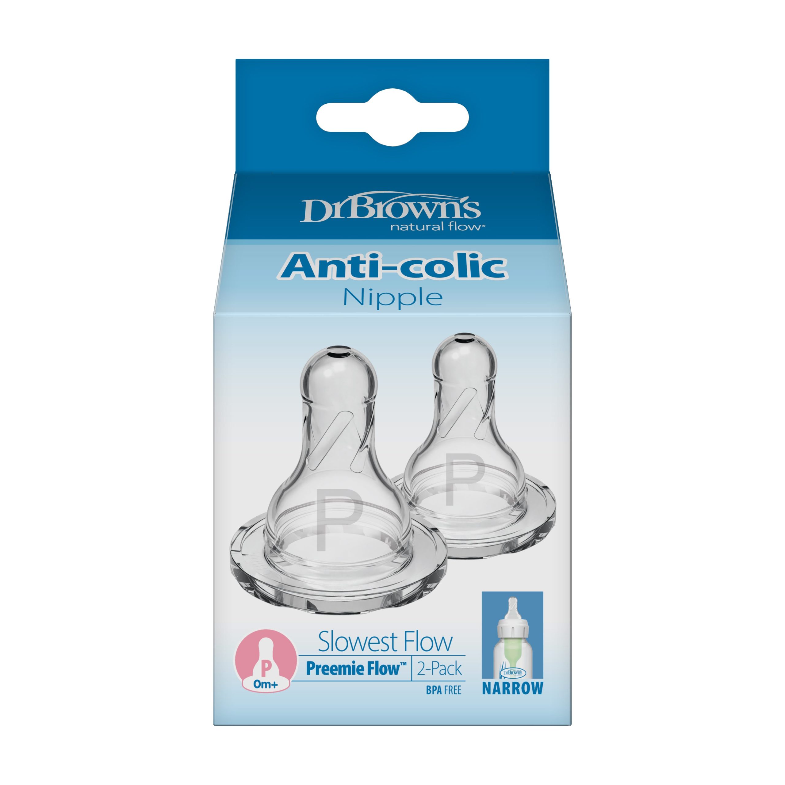 Dr. Brown's Natural Flow Narrow Baby Bottle Silicone Nipple. Level Preemie. 2-Pack - Image 2