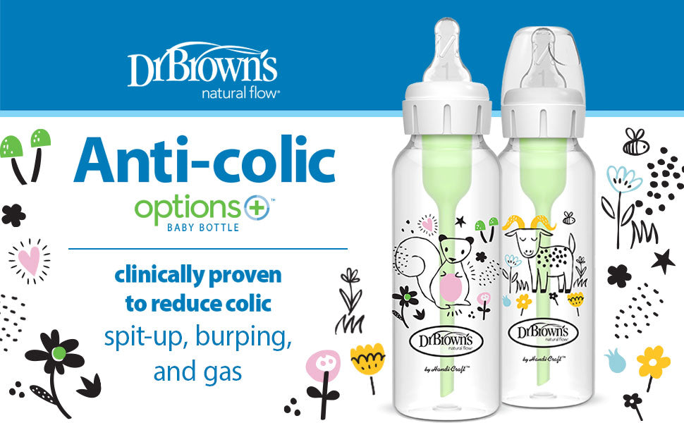 Dr. Brown's Natural Flow Anti-Colic Options+ Narrow Baby Bottle. with Level 1 Slow Flow Nipple. 2-Pack - Image 3