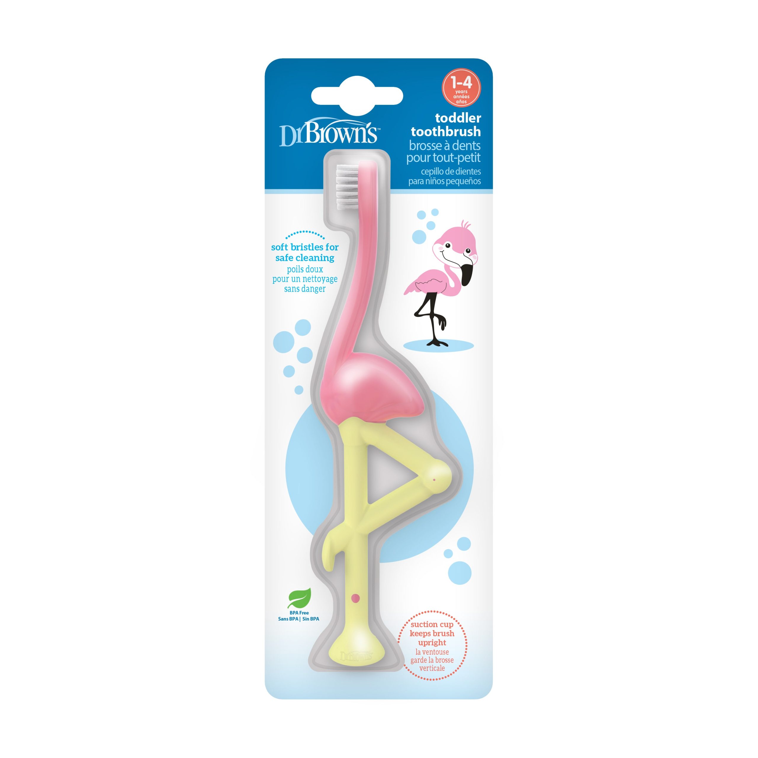 Dr. Brown's Toddler Toothbrush. Flamingo. 1-Pack - Image 3